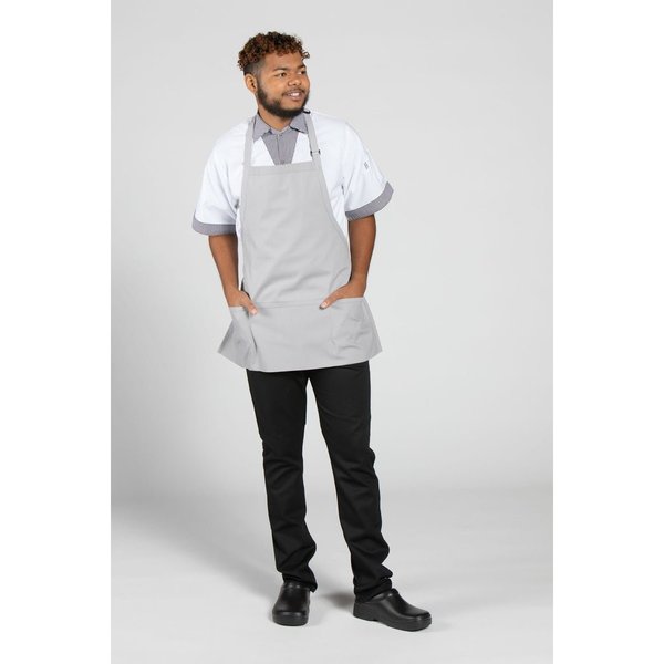 Uncommon Threads Adjustable 3-Pocket Bib Apron Silver 3011-2100